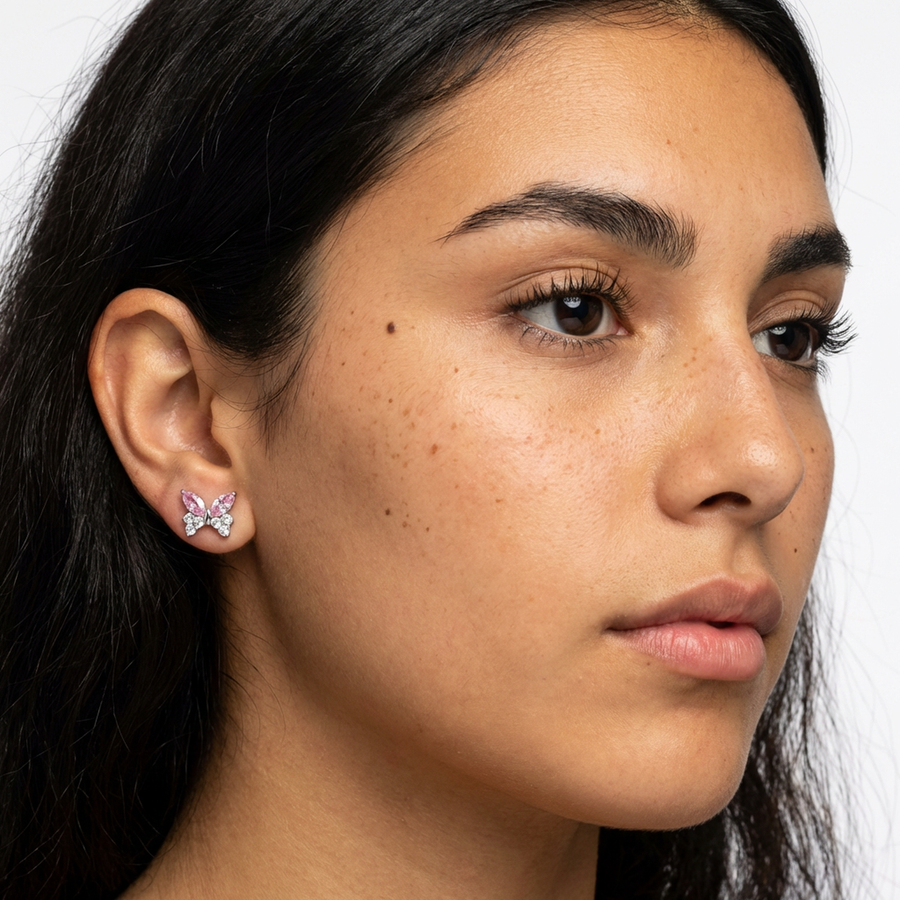 Piercing con farfalla di zirconi in Titanio G23- Piercing per Lobo, helix, forward helix, conch, flat, tragus