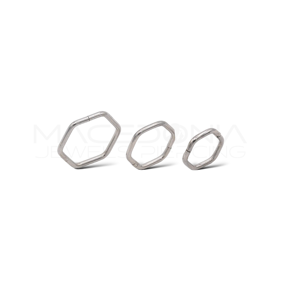 Piercing Clicker a Forma di Esagono in Acciaio Chirurgico 316L