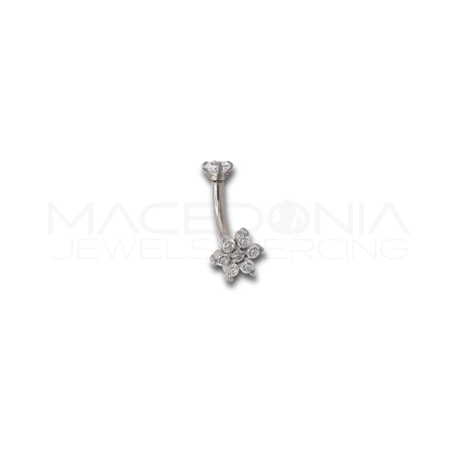 Piercing con fiore e zirconi