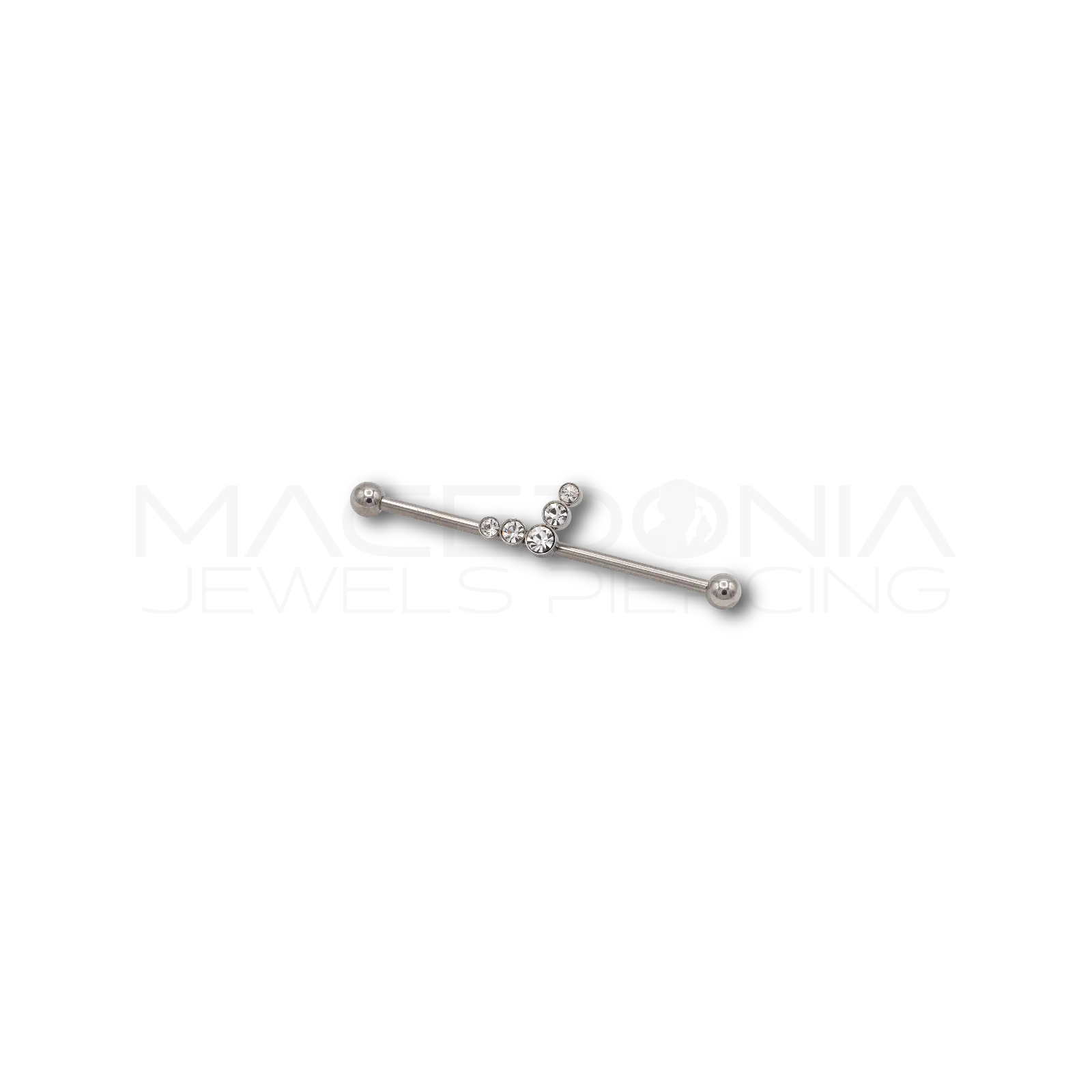 BARRETTA INDUSTRIAL CON PALLINE E CORONA CON ZIRCONI Macedonia Jewels Piercing
