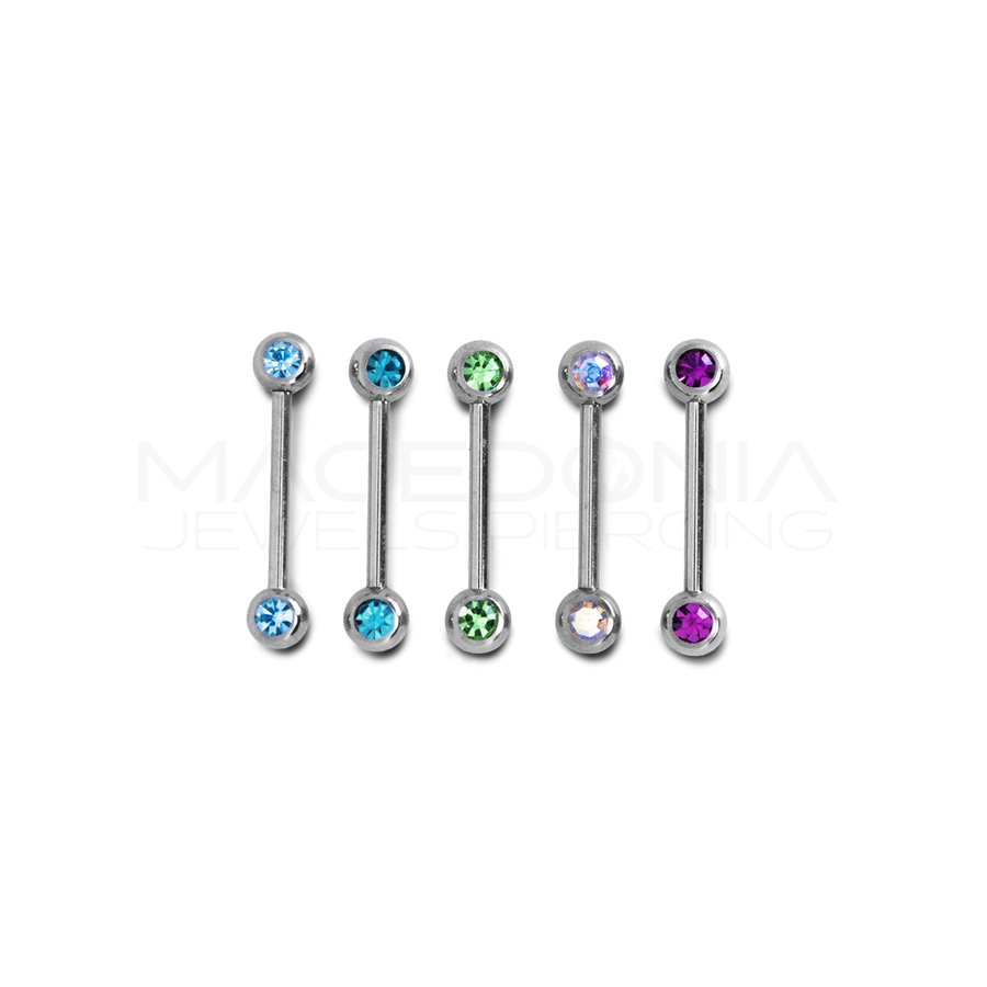 Barbell in Acciaio Chirurgico 316L con Zirconi in Colorazione Argento