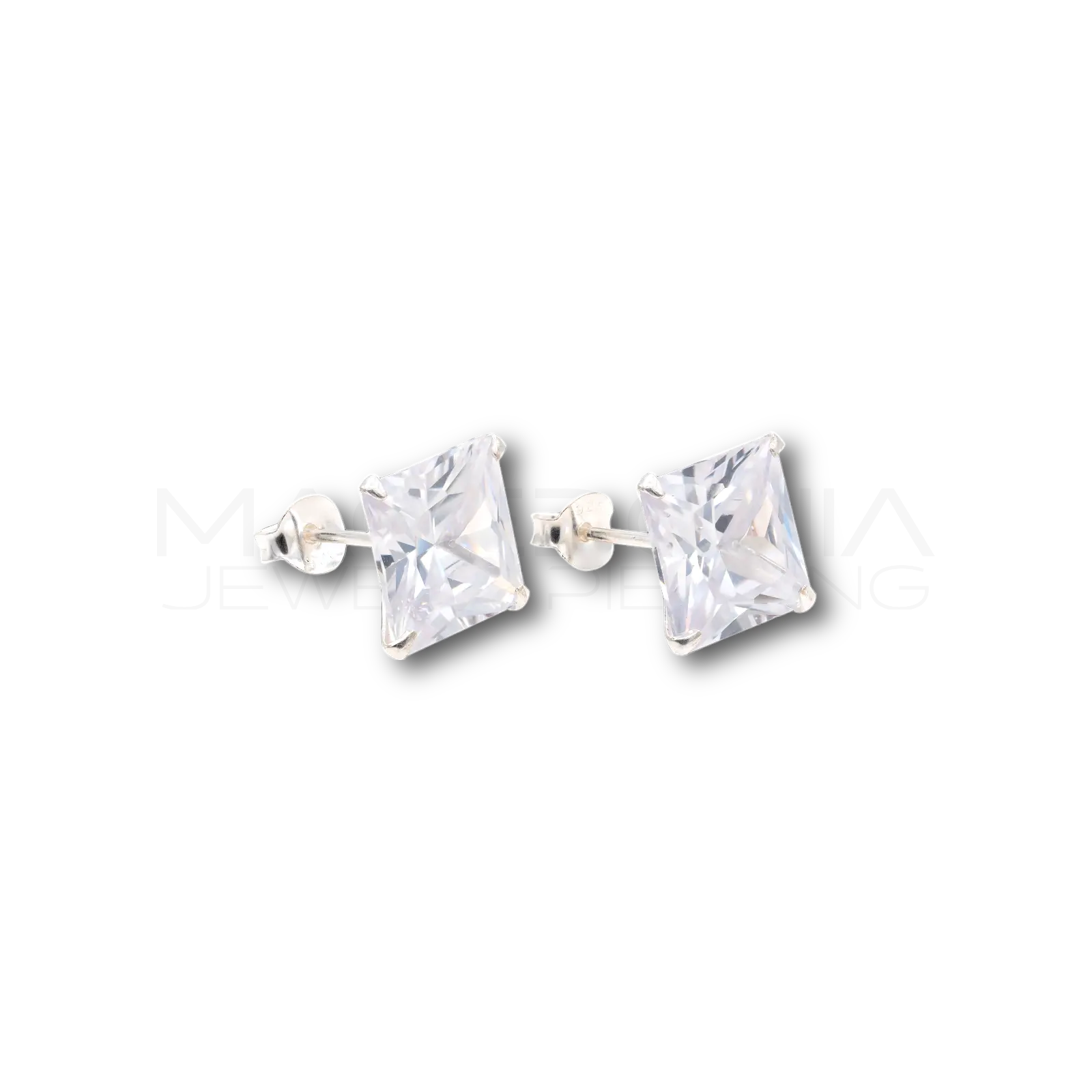 ORECCHINO CON BRILLANTINO QUADRATO IN ARGENTO