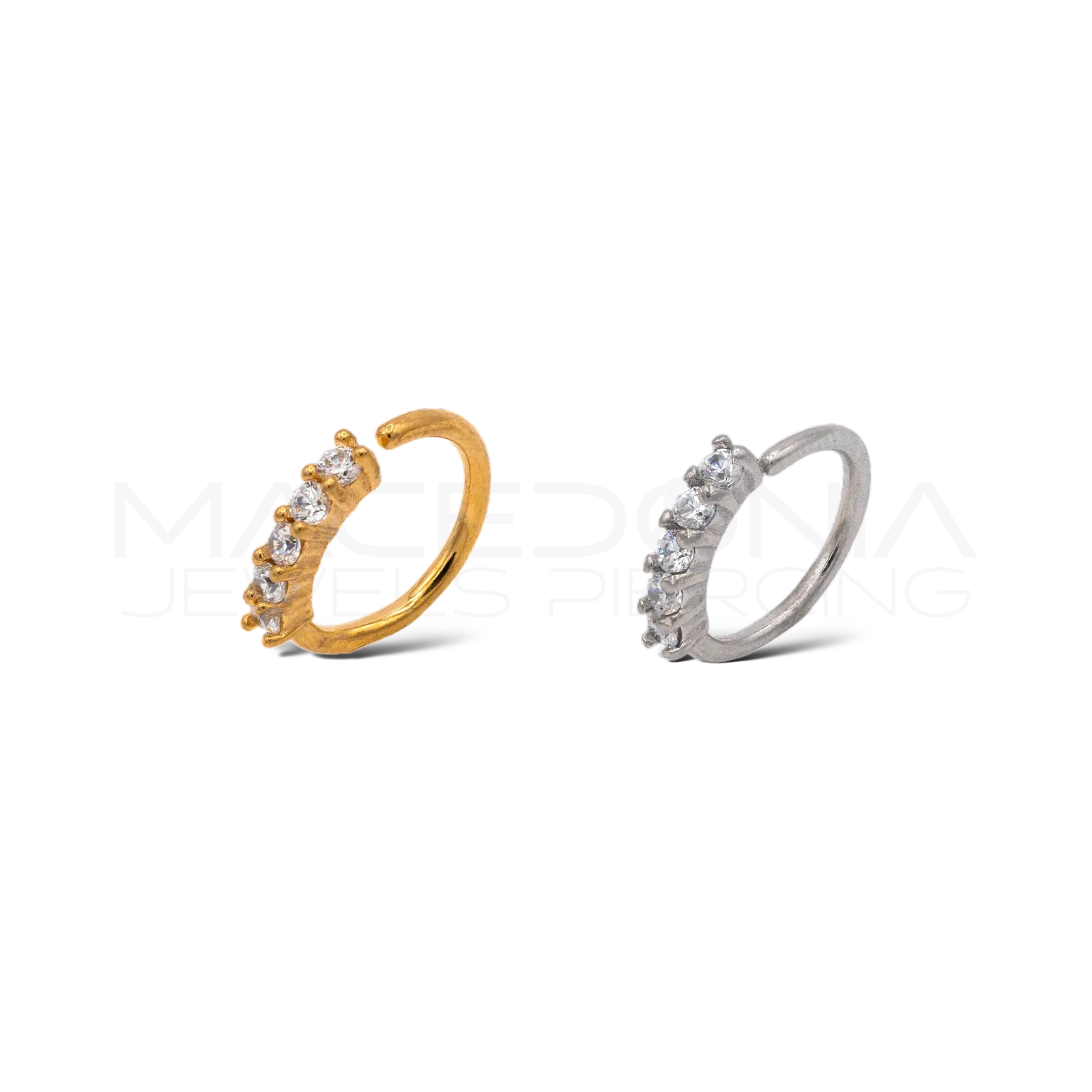 CERCHIO CON CORONA DI ZIRCONI INCASTONATI Macedonia Jewels Piercing