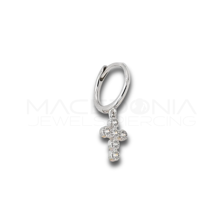 Orecchino Croce in Argento 925 con Zirconi