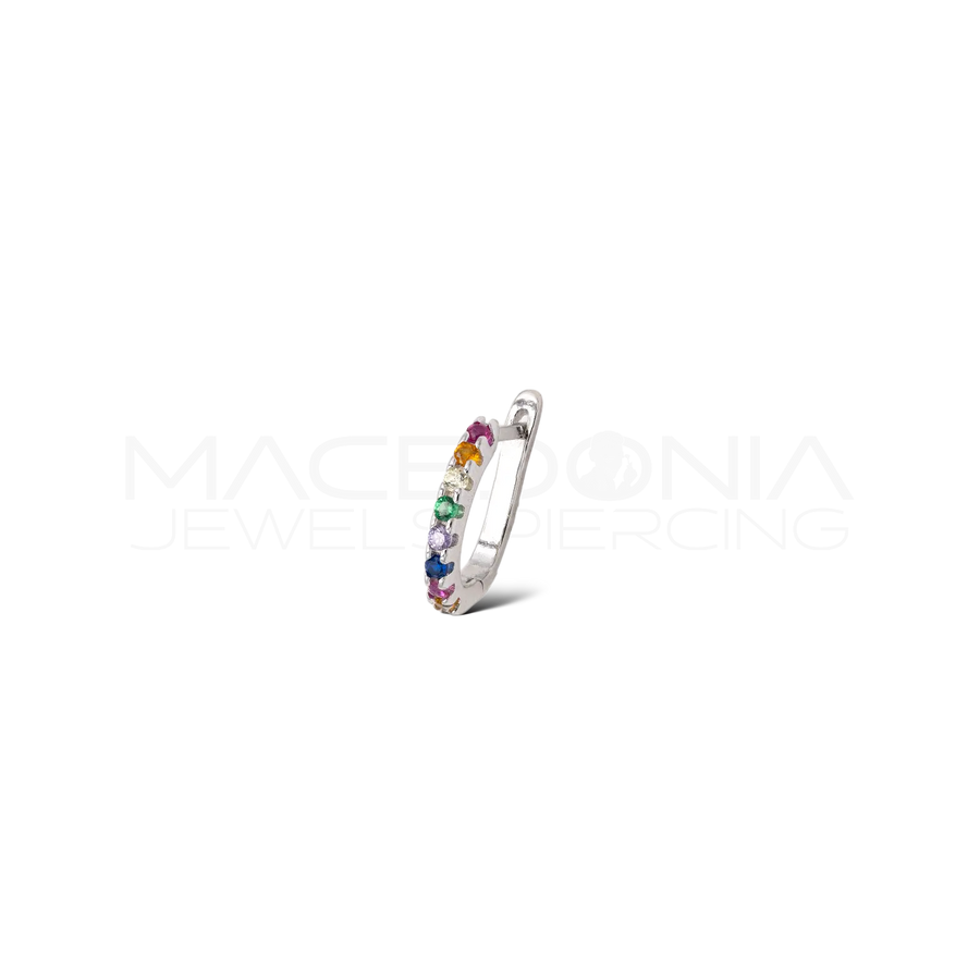 Orecchino Clicker in Argento 925 con Zirconi Colorati