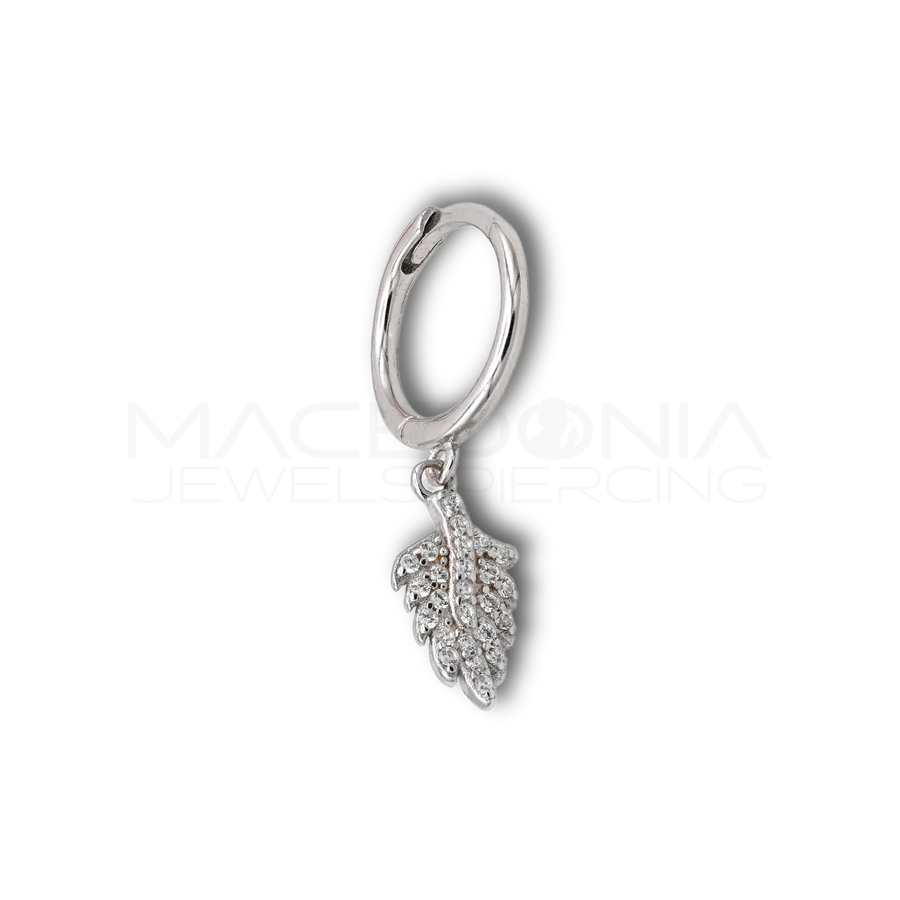 Orecchino Foglia in Argento 925 con Zirconi