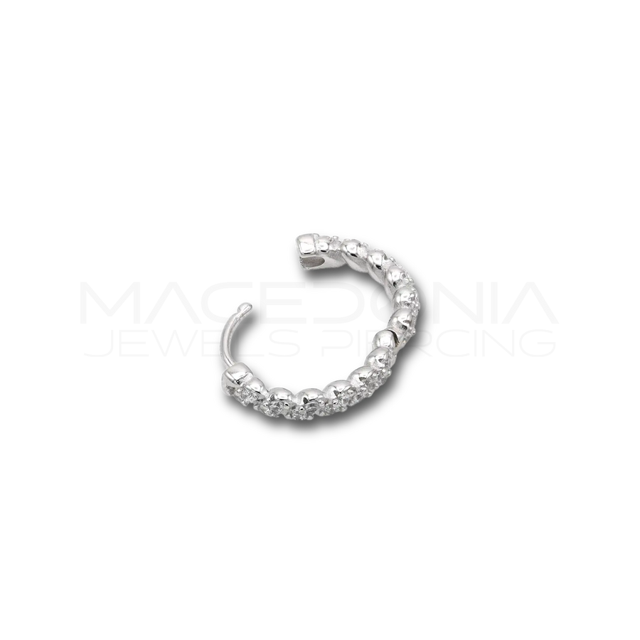 Orecchino Clicker in Argento 925 con Intreccio Zirconato