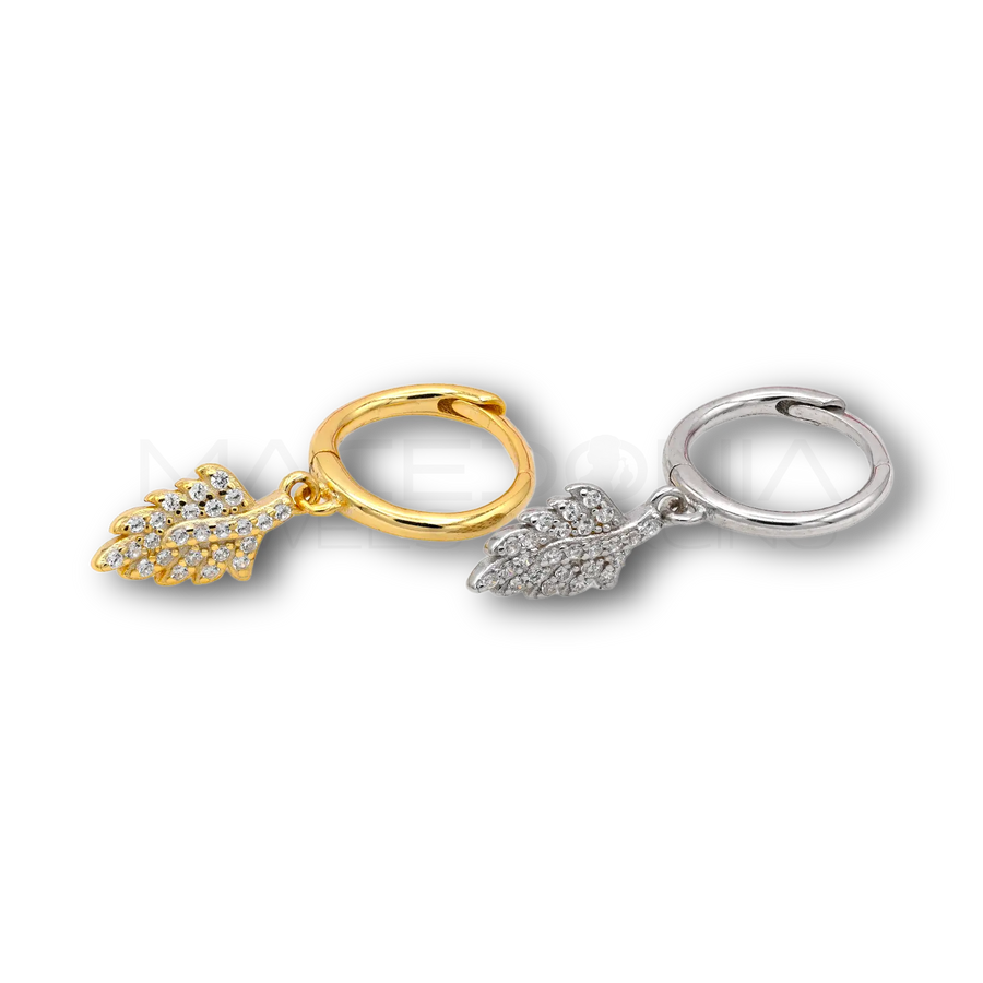 Orecchino Foglia in Argento 925 con Zirconi