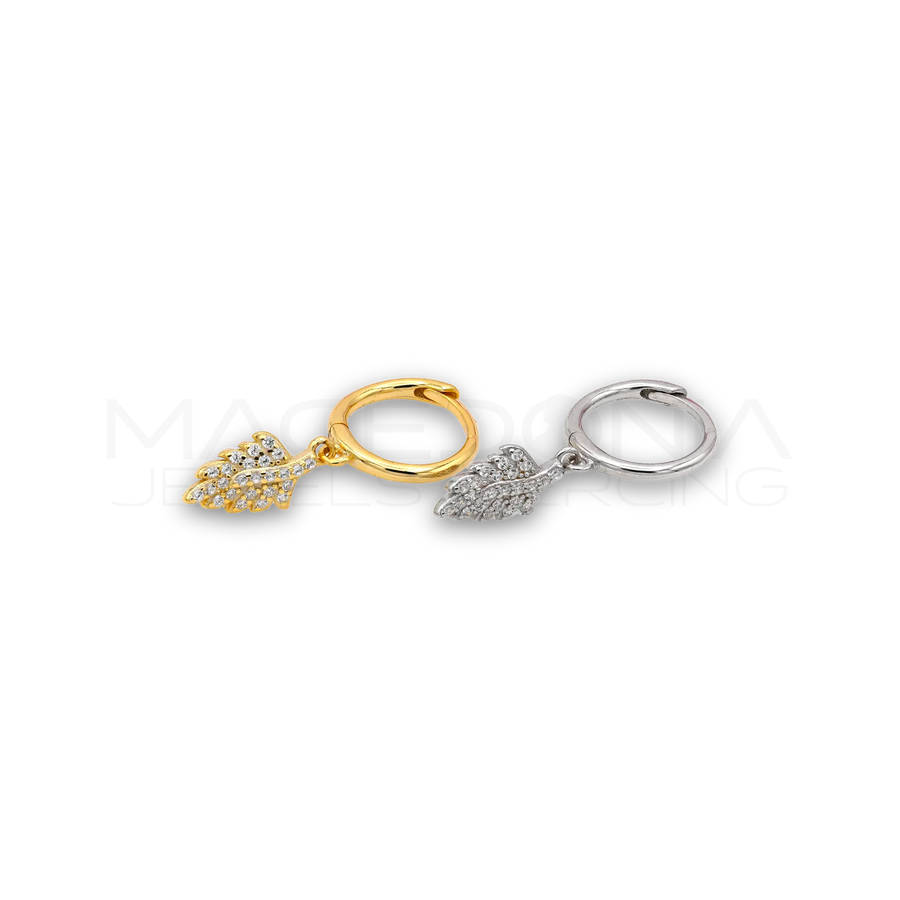 Orecchino Foglia in Argento 925 con Zirconi