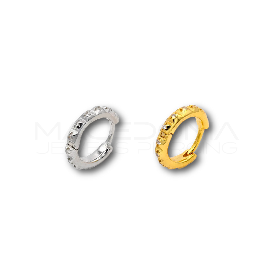 Orecchino Clicker in Argento 925 con Borchie e Zirconi