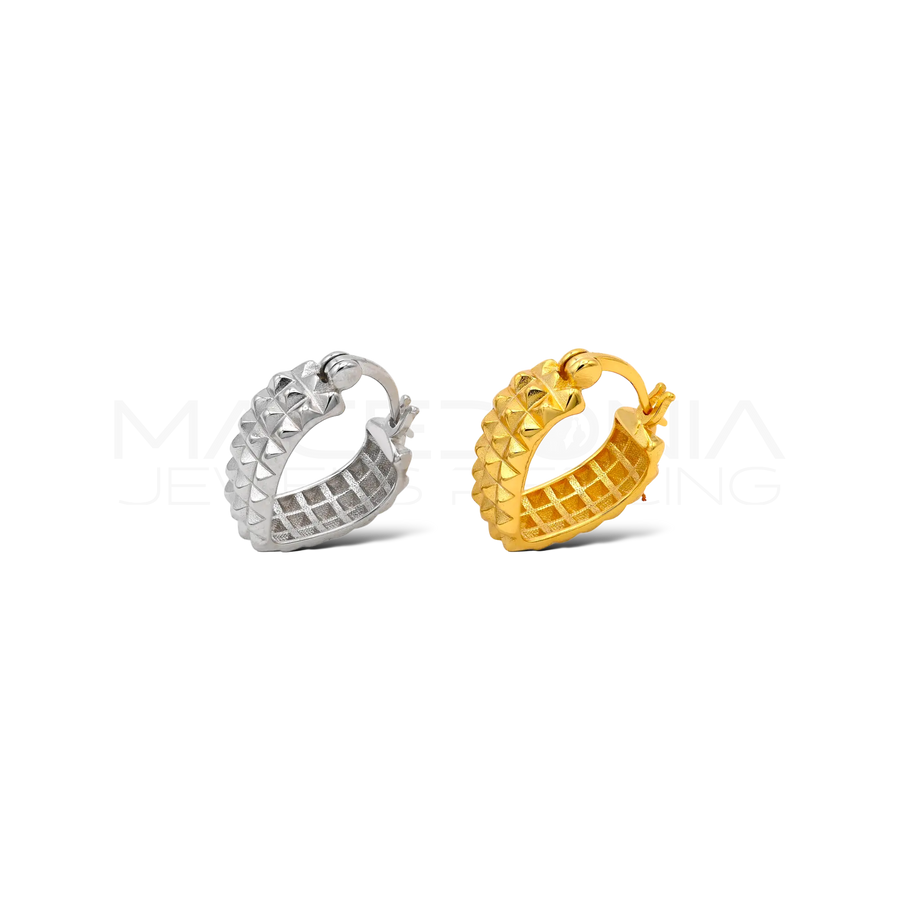 Orecchino Clicker in Argento 925 a Triangolo con Borchie