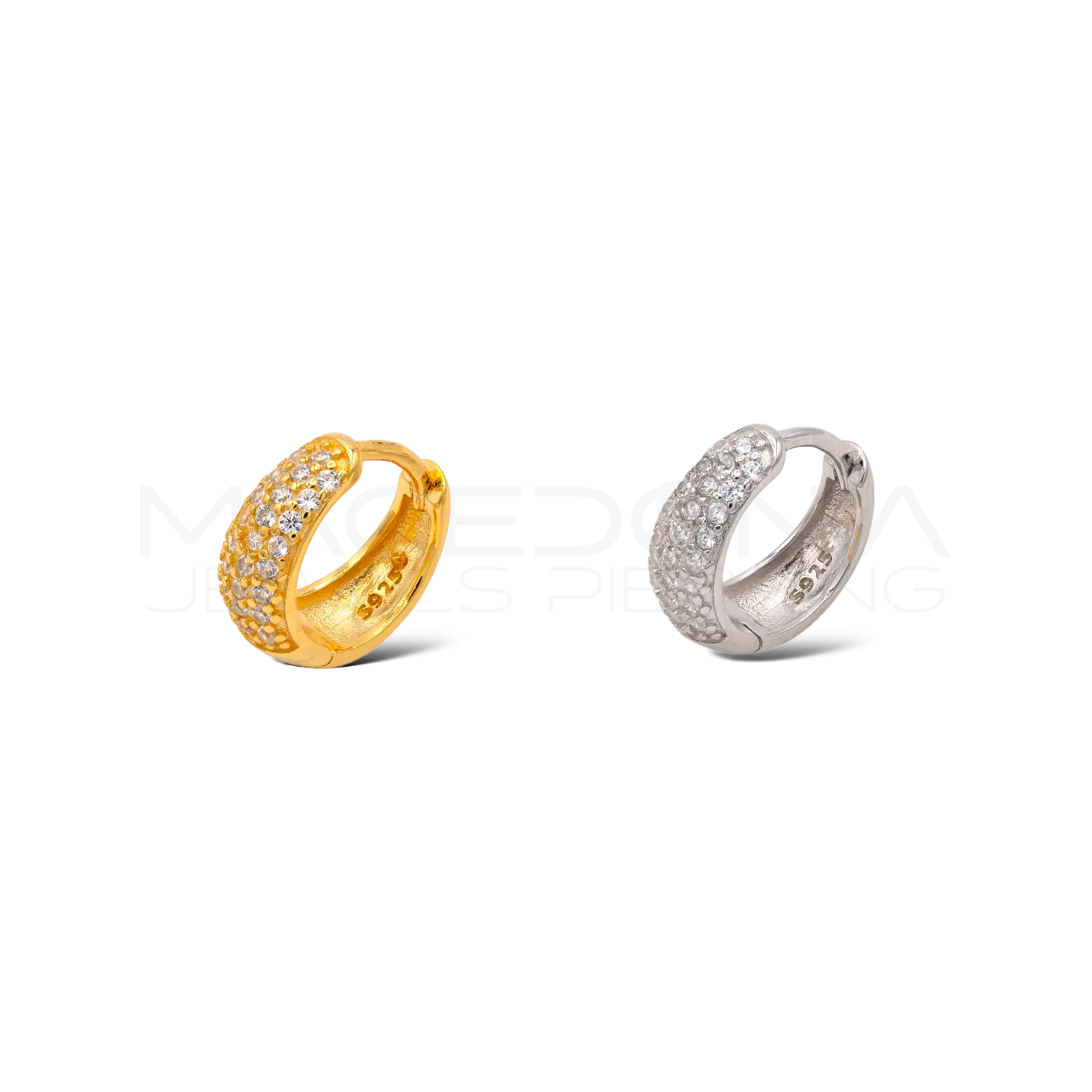 Graziosi orecchini a forma di quadrifoglio in oro giallo 585 14 carati, Oro giallo, Zirconia cubica