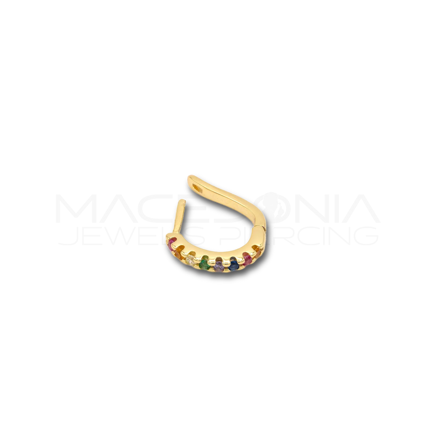 Orecchino Clicker in Argento 925 con Zirconi Colorati