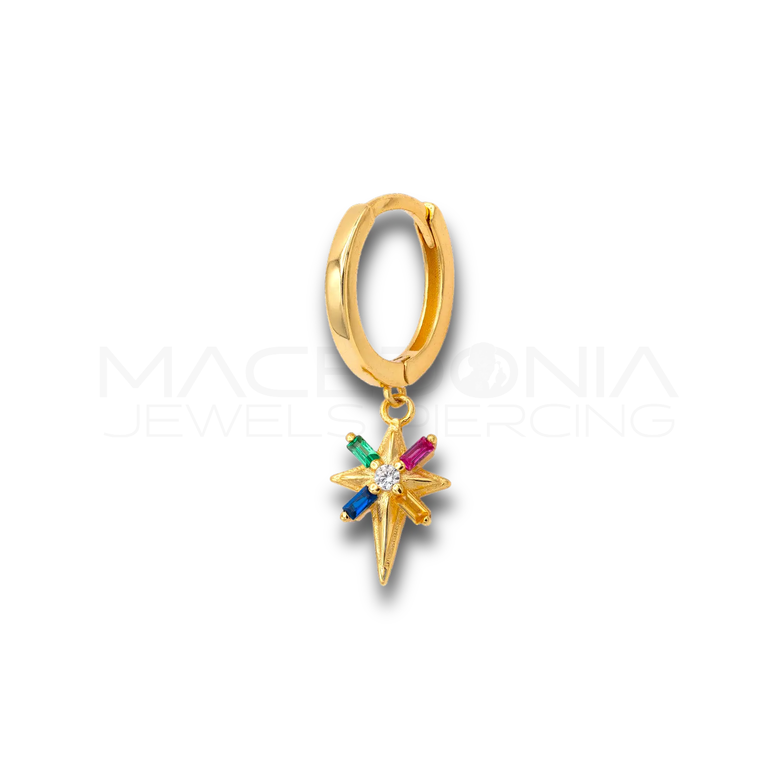 Orecchino Stella Cometa in Argento 925 con Zirconi Colorati