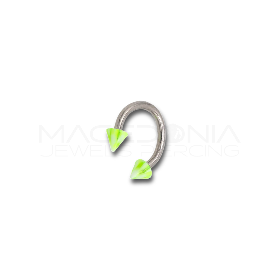 Piercing in acciaio chirurgico 316L con coni a strisce da 3 mm