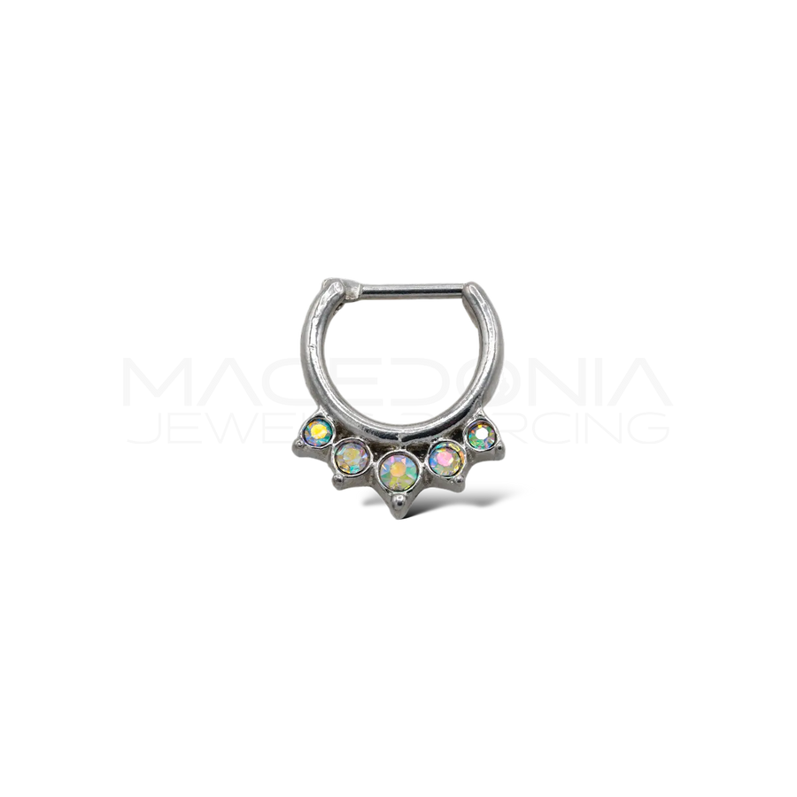 CERCHIO CON CORONA DI ZIRCONI COLORATI