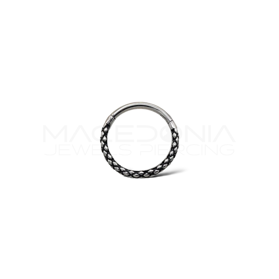 Piercing Clicker con Fantasia a Pelle di Rettile in Acciaio Chirurgico 316L