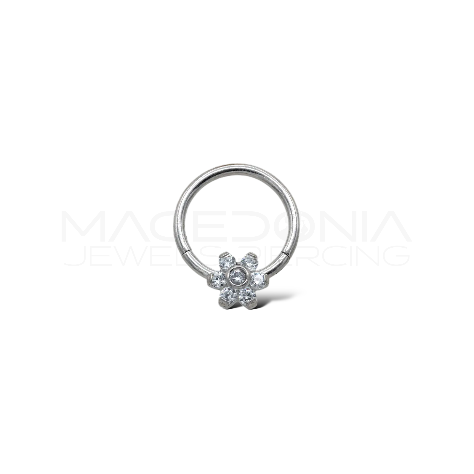 CERCHIO CON FIORE E ZIRCONI Macedonia Jewels Piercing