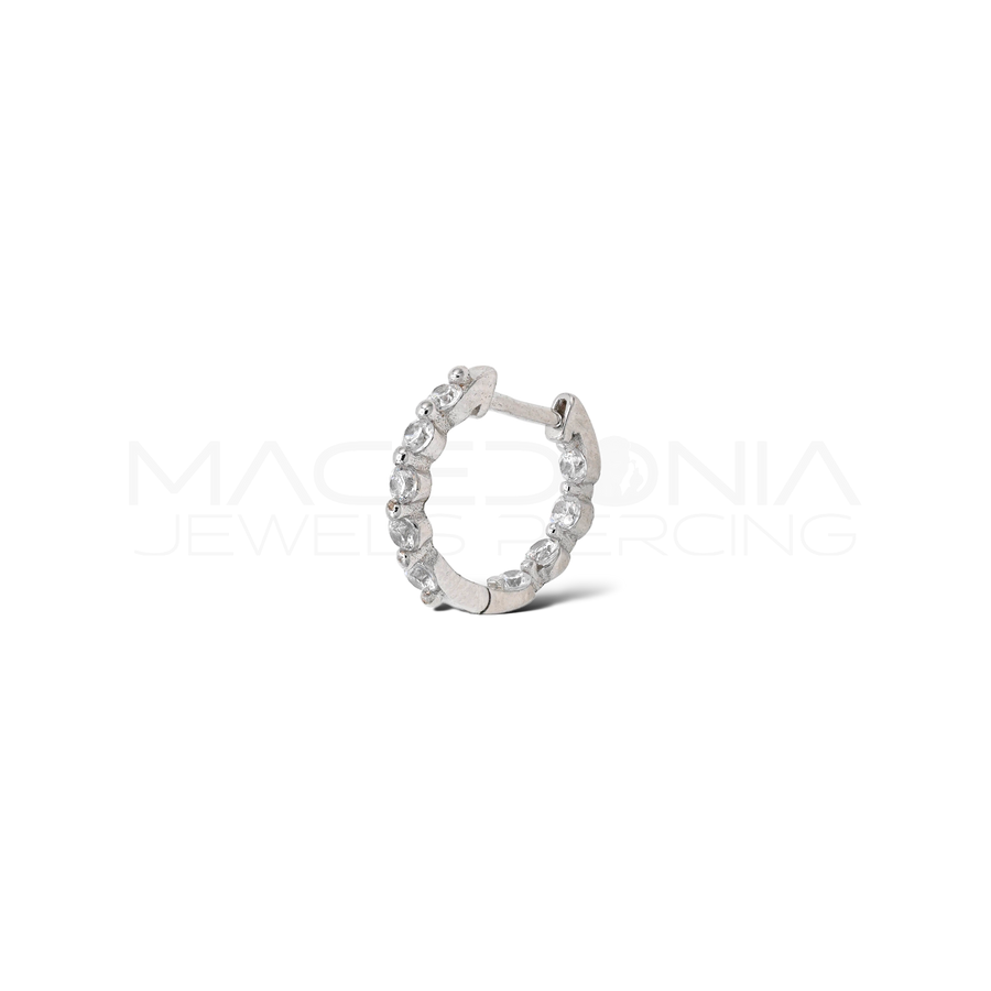 Orecchino in argento 925 a cerchio con zirconi