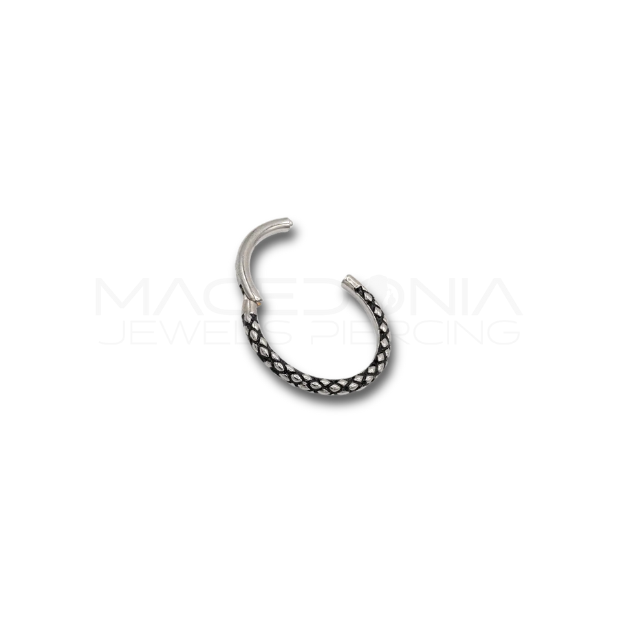 Piercing Clicker con Fantasia a Pelle di Rettile in Acciaio Chirurgico 316L