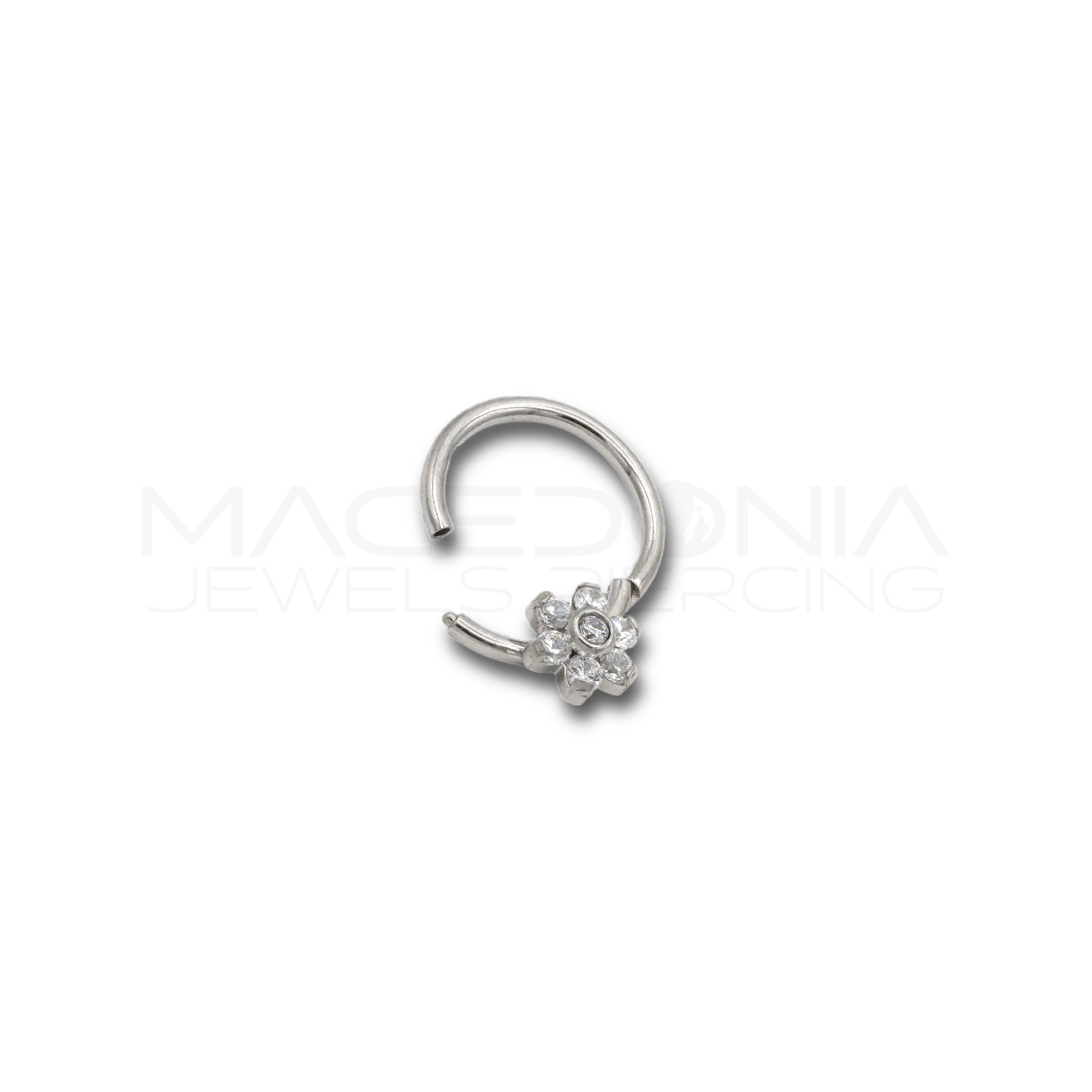 CERCHIO CON FIORE E ZIRCONI Macedonia Jewels Piercing
