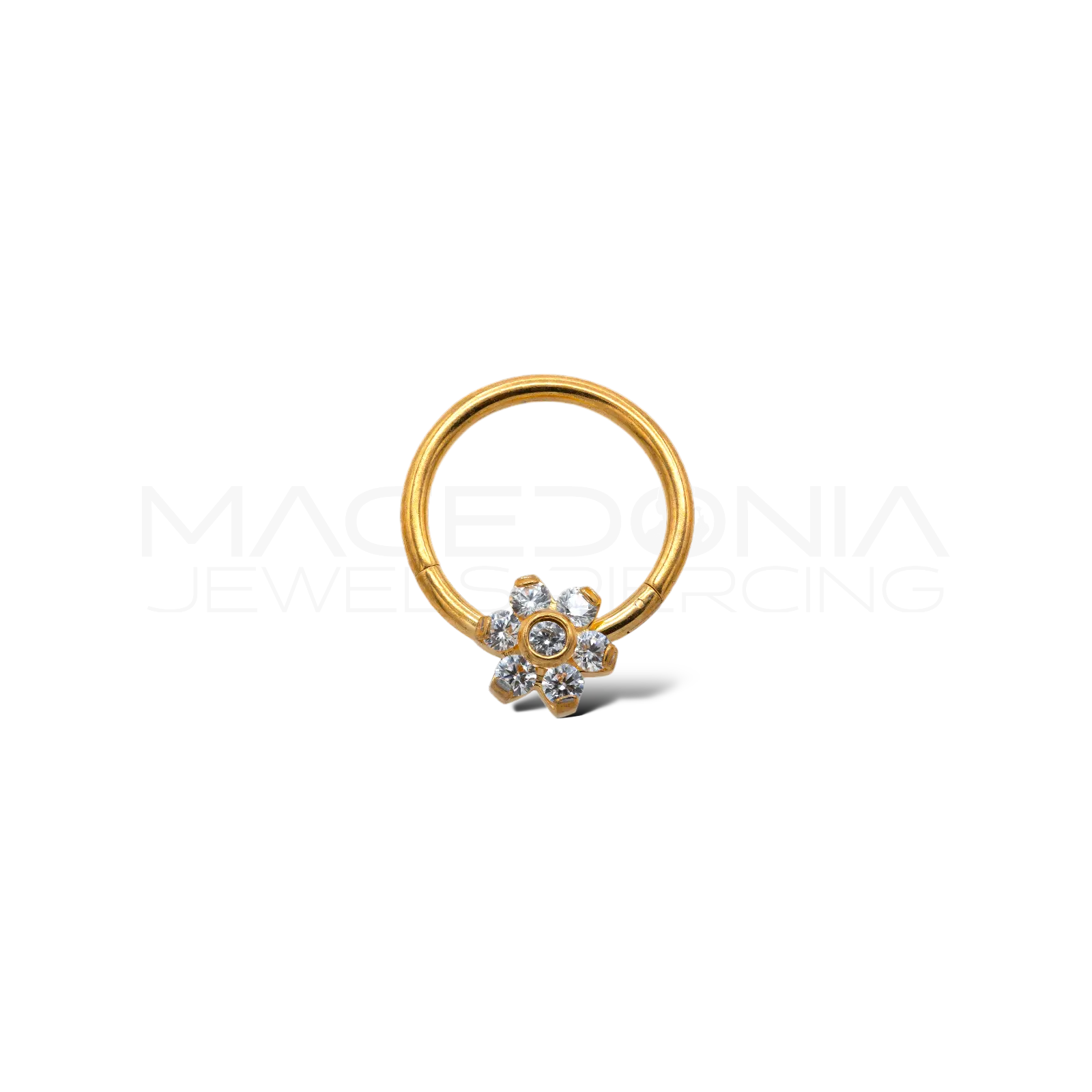 CERCHIO CON FIORE E ZIRCONI Macedonia Jewels Piercing