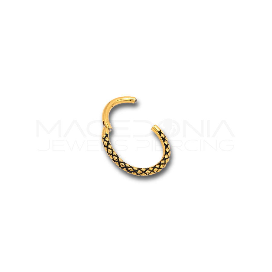 Piercing Clicker con Fantasia a Pelle di Rettile in Acciaio Chirurgico 316L