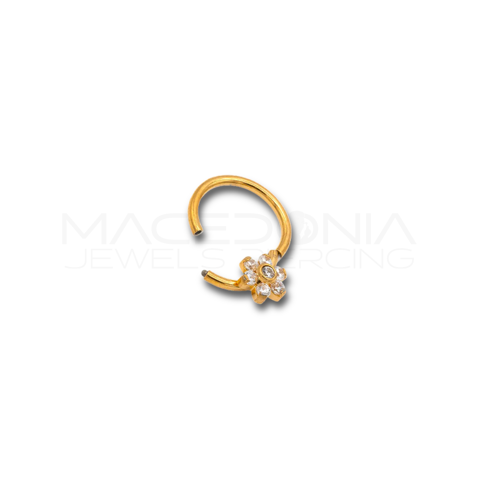 CERCHIO CON FIORE E ZIRCONI Macedonia Jewels Piercing