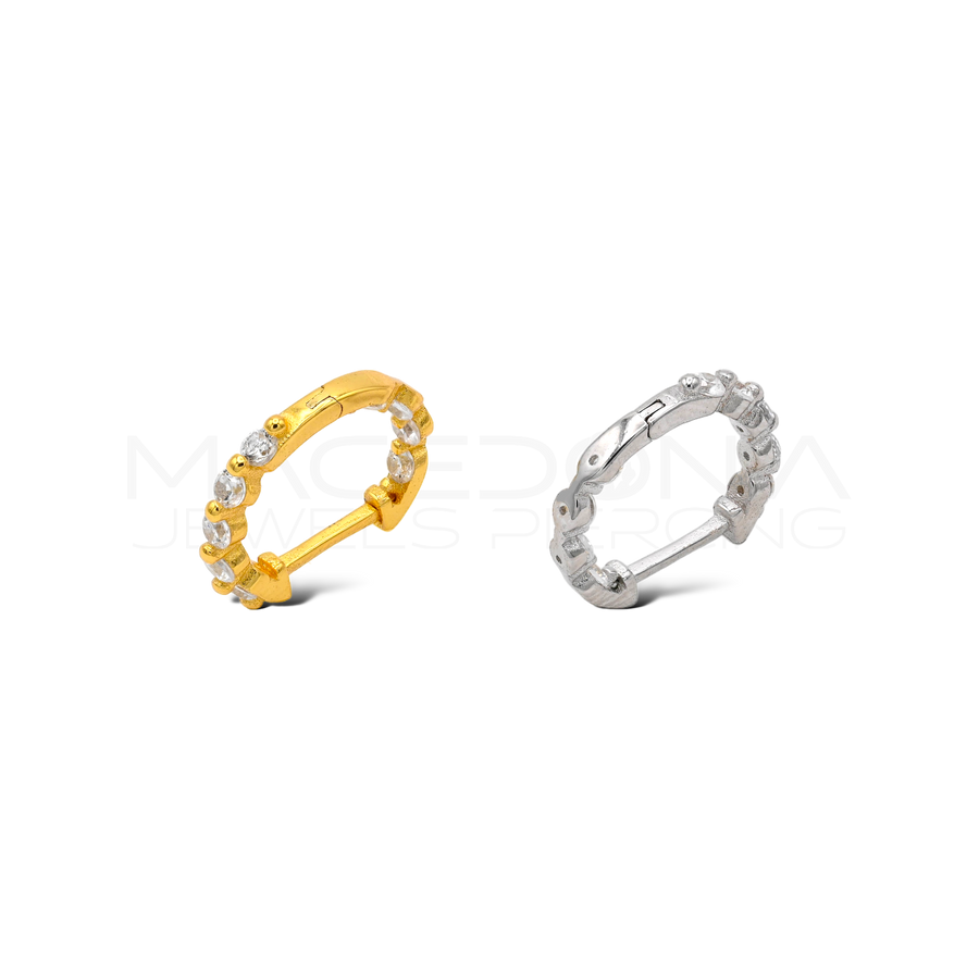 Orecchino in argento 925 a cerchio con zirconi