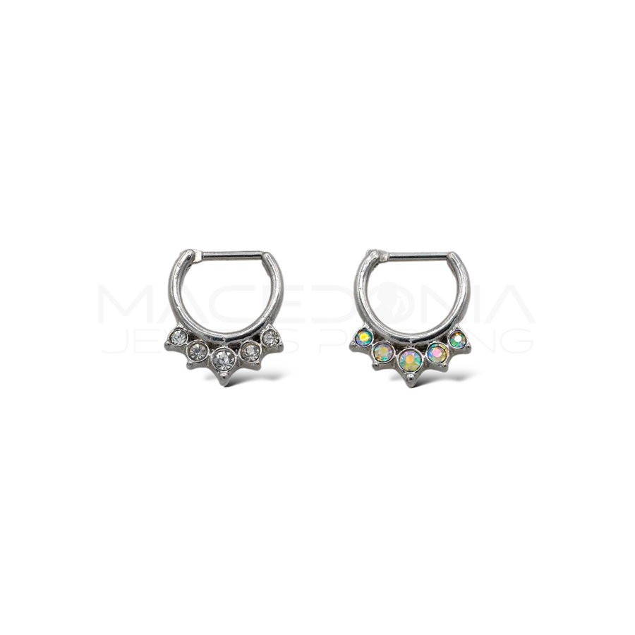 CERCHIO CON CORONA DI ZIRCONI COLORATI