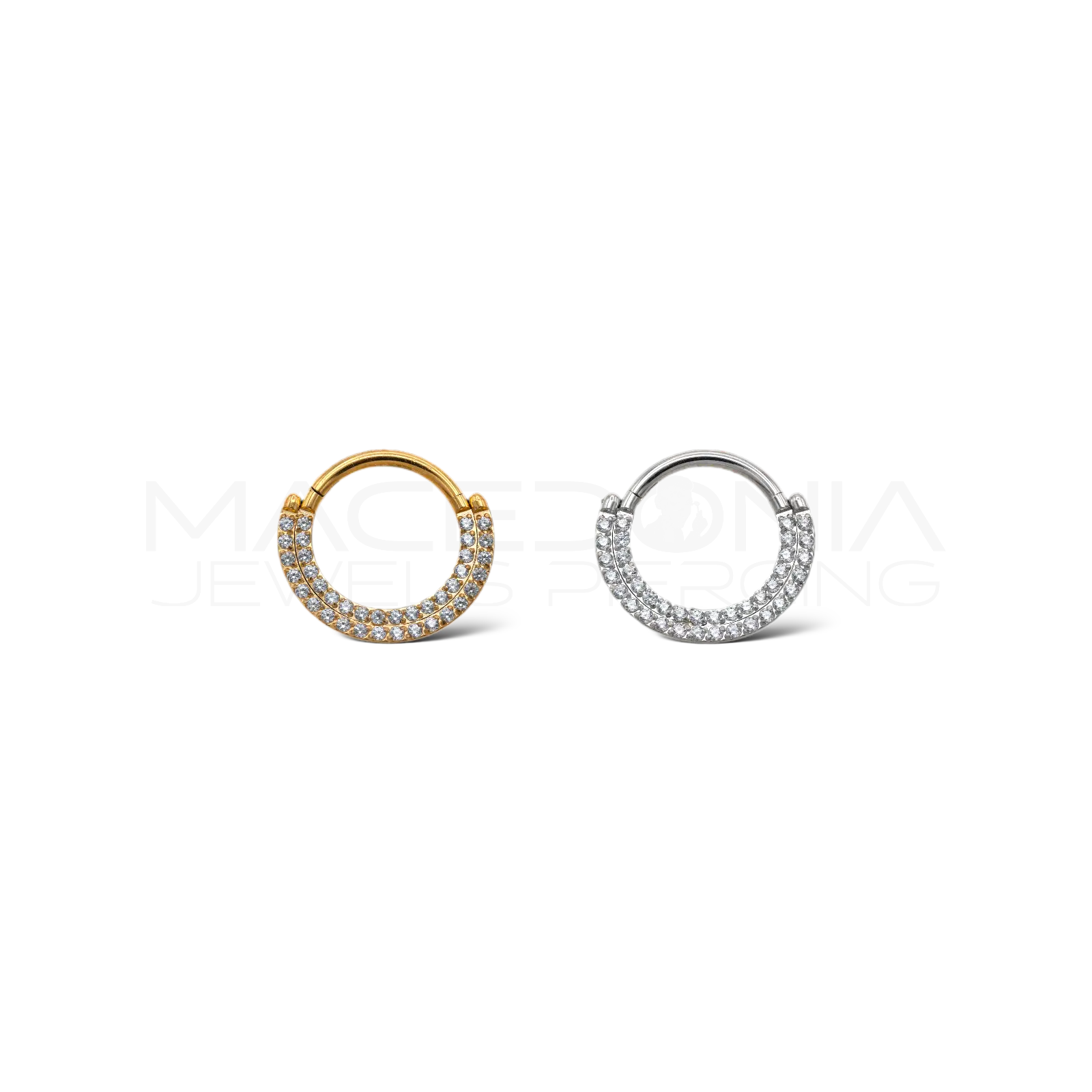 PIERCING A CERCHIO CON DOPPIA FASCIA DI ZIRCONI