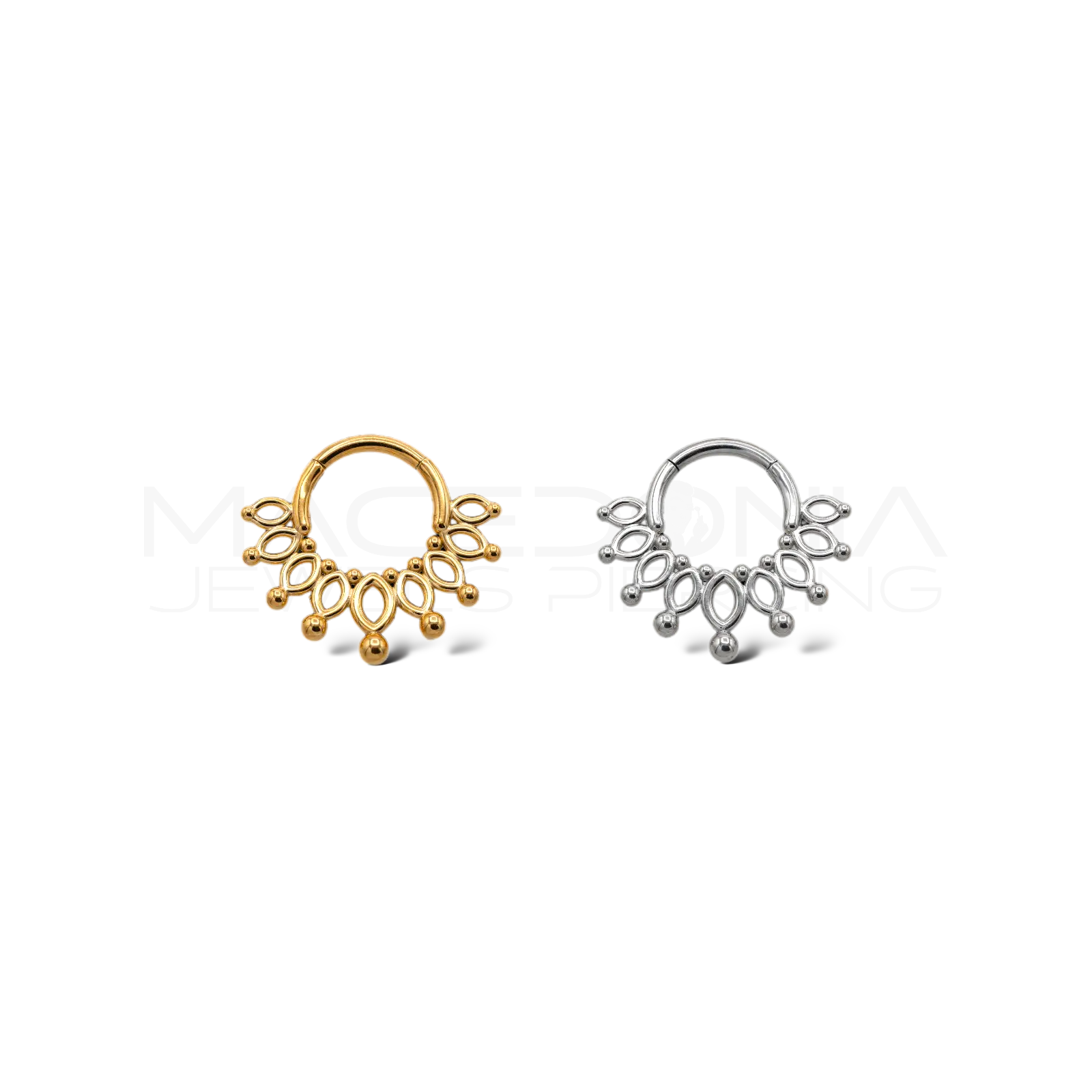 ORECCHINO A CERCHIO CON PETALI E PUNTE