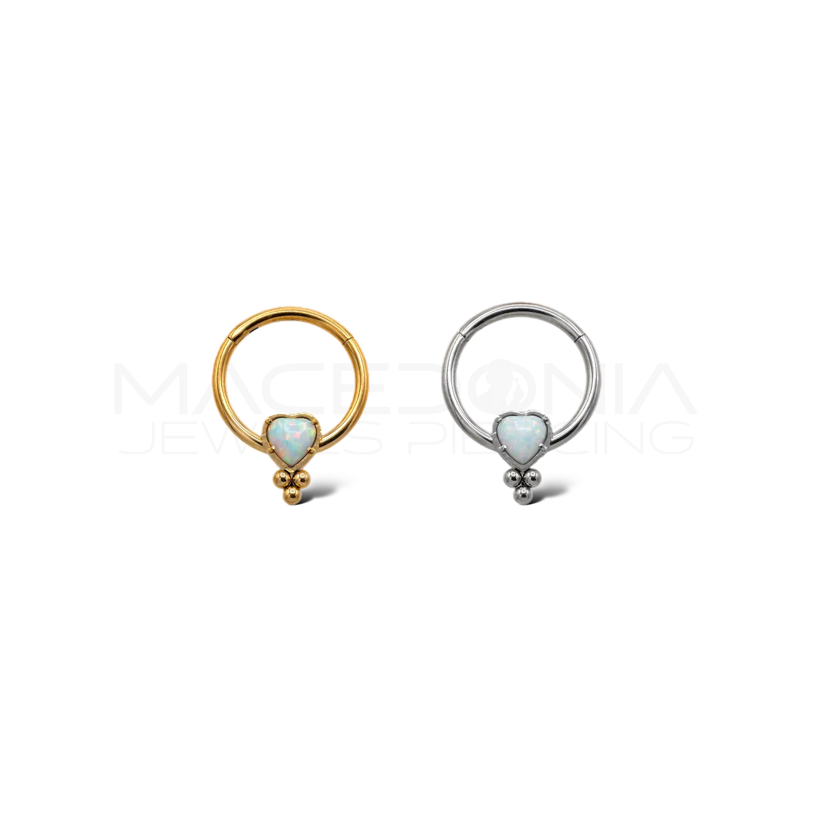 Piercing clicker a cuore con effetto aurora boreale opale in acciaio chirurgico 316L