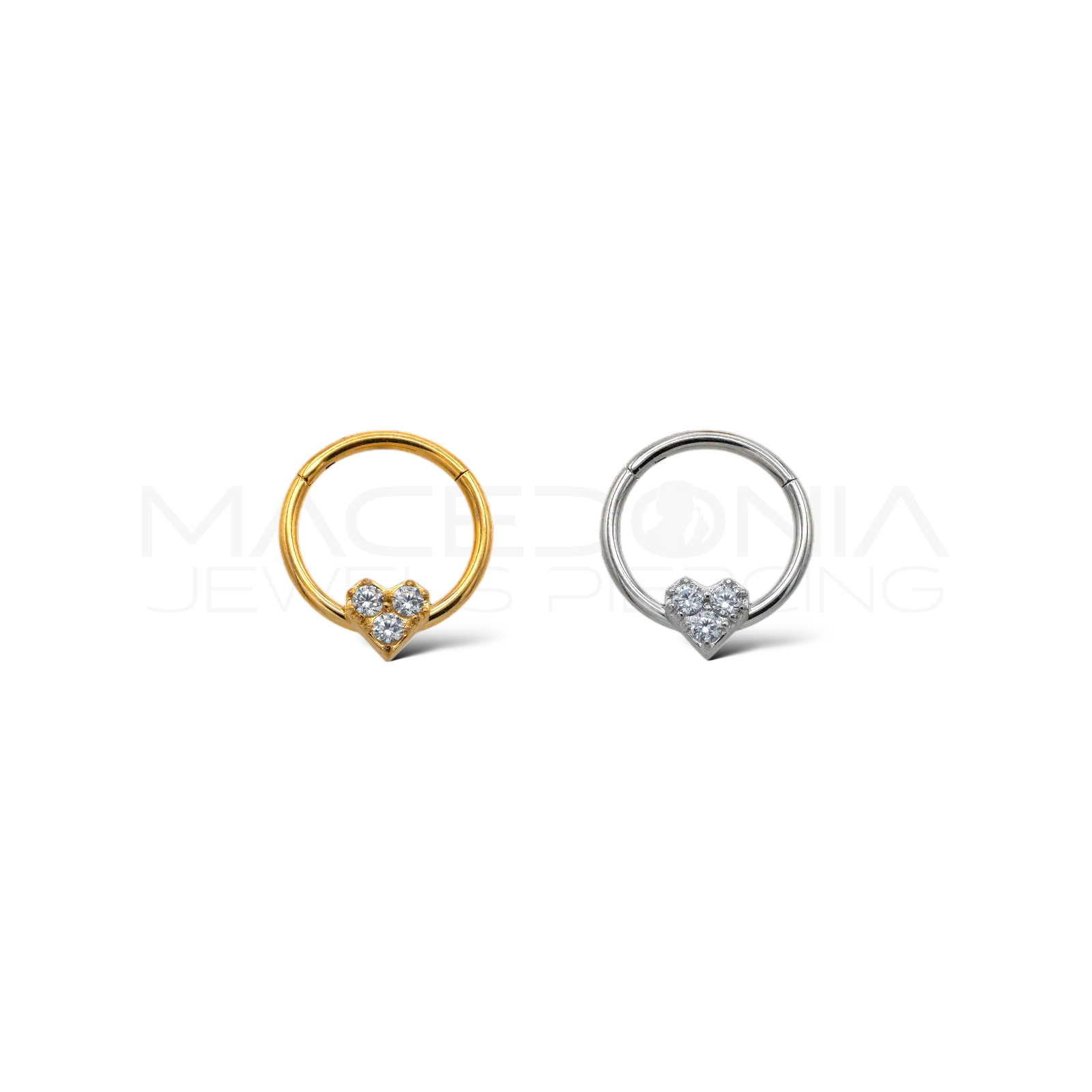 PIERCING A CERCHIO CON CUORE E ZIRCONI