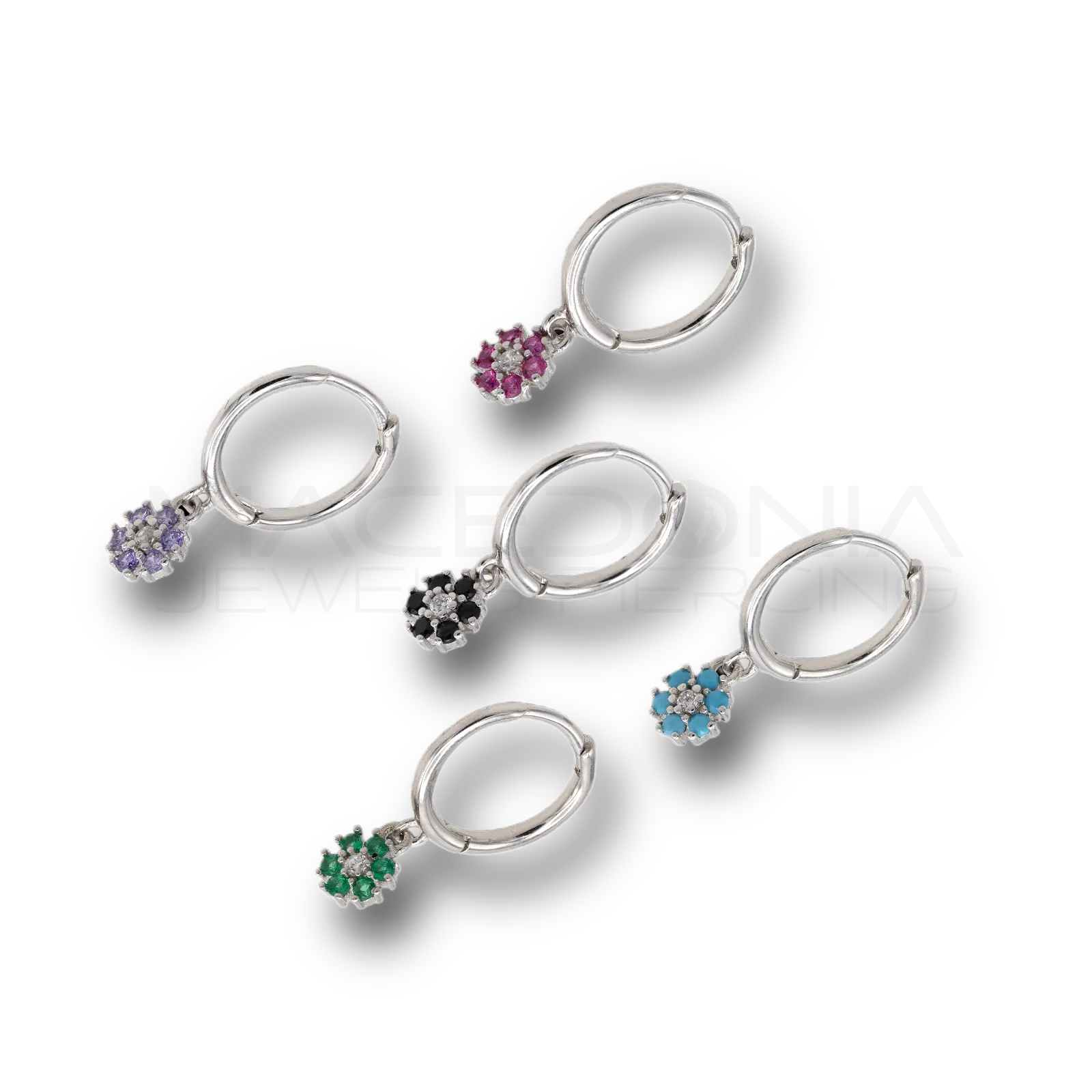 Orecchino Fiore in Argento 925 con Zirconi (Colore Argento)