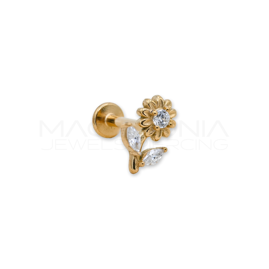 Barretta in acciaio chirurgico 316L con girasole zirconato