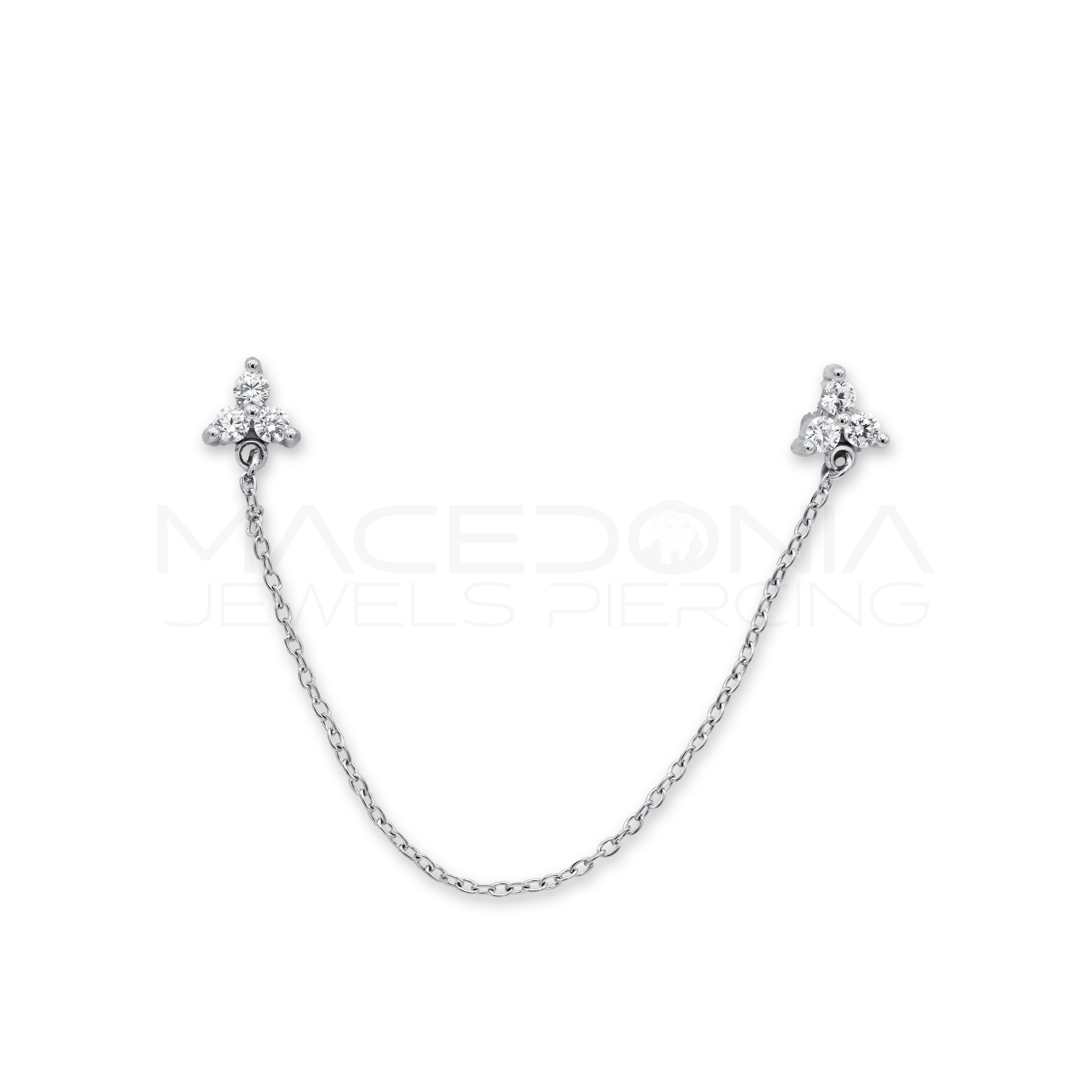 FORMINA DOPPIA CON CATENINA CON ZIRCONI A FORMA DI FIORE