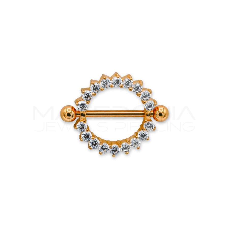 Piercing da Capezzolo in Acciaio Chirurgico 316L con Cerchio Zirconato