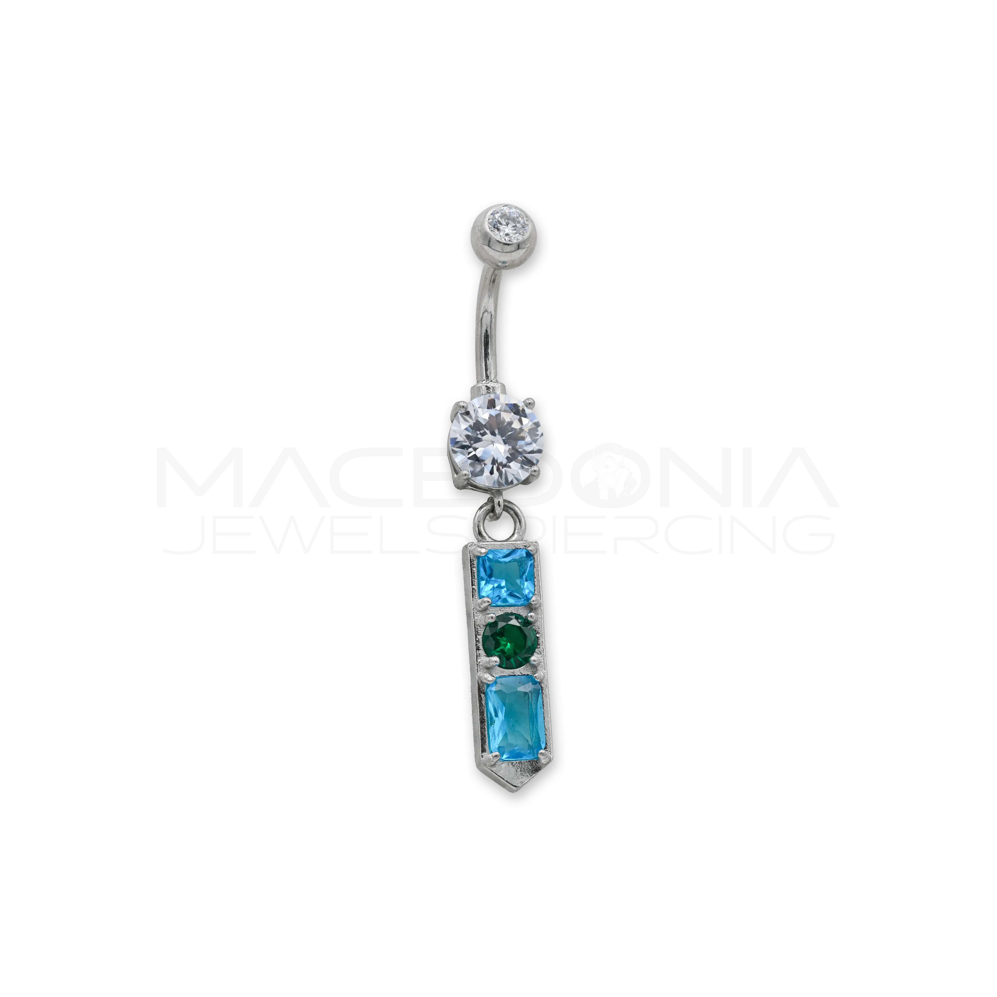 BANANA CON PENDENTE E ZIRCONI AZZURRI E VERDI