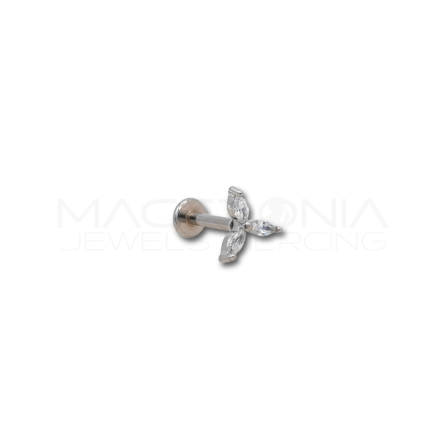 Piercing Helix Floreale in Acciaio Chirurgico con Zirconi