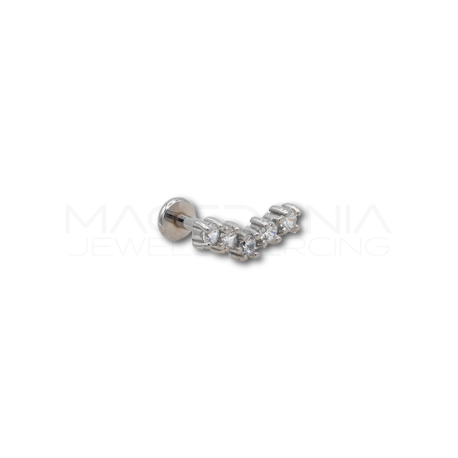 Piercing in acciaio chirurgico 316L a forma di corona con zirconi incastonati