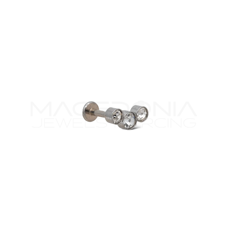 Piercing Helix in Acciaio Chirurgico con Tre Zirconi