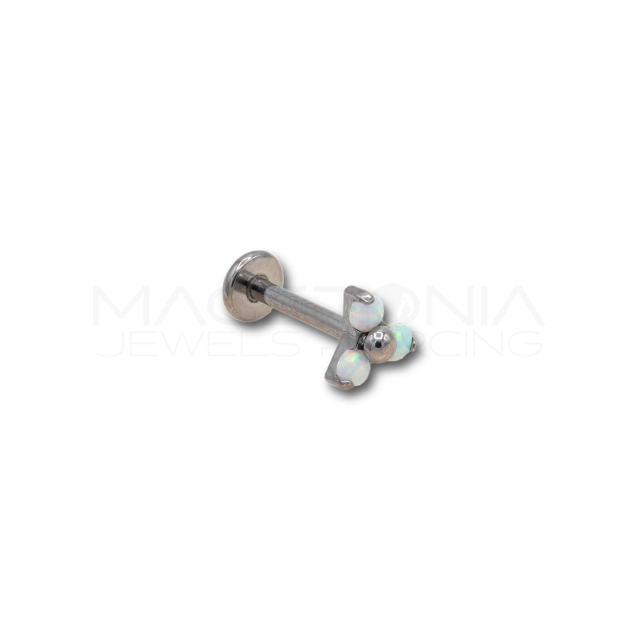 Piercing labbro in titanio F136 con zirconi aurora boreale tondi