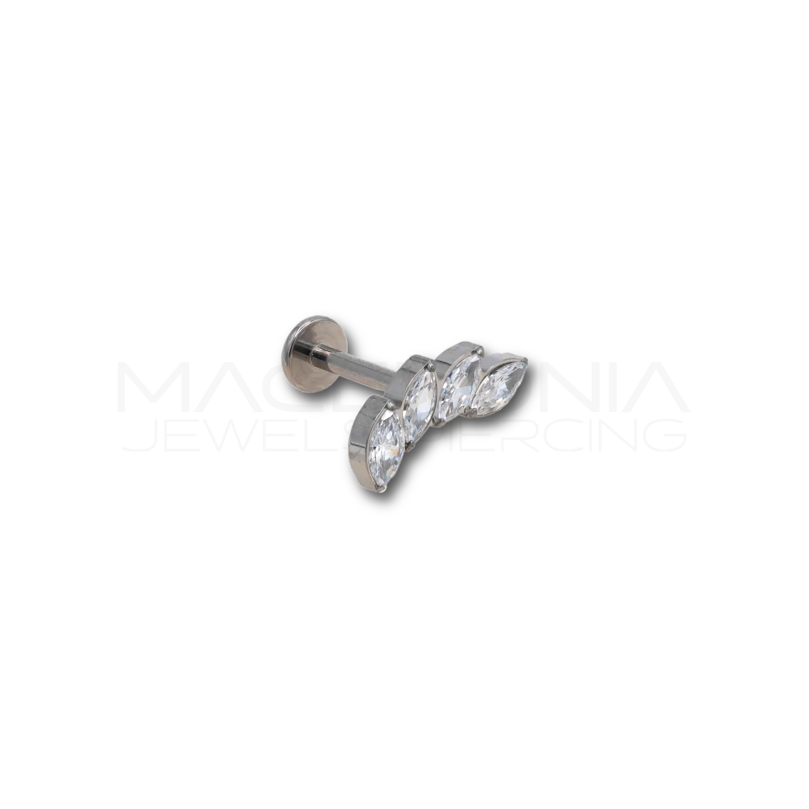 Piercing in titanio F136 con 4 zirconi a corona a forma di rombo
