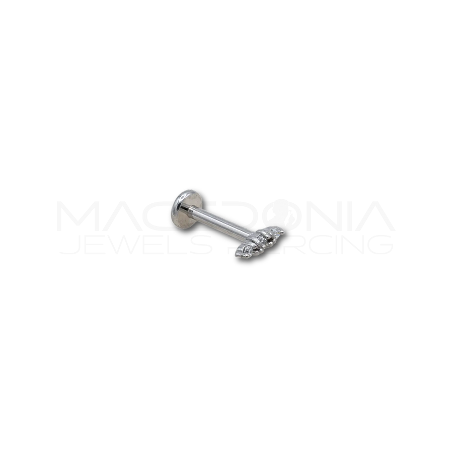 Piercing in Acciaio Chirurgico con Tre Zirconi