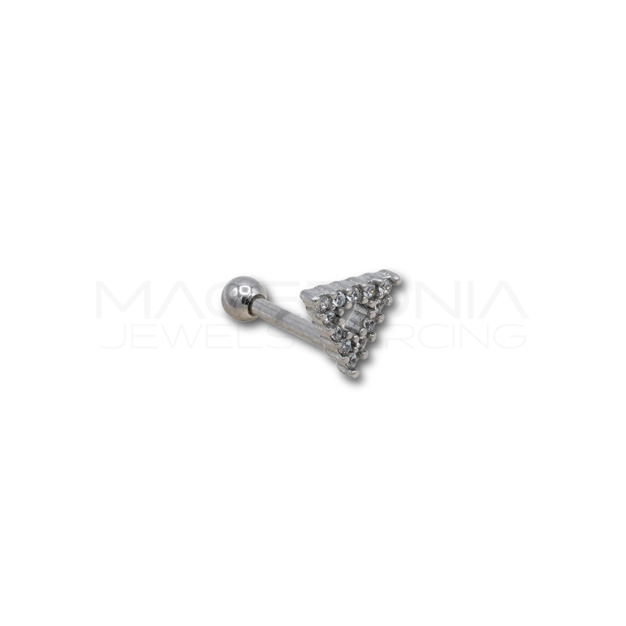 Piercing Helix a Triangolo in Acciaio Chirurgico con Zirconi