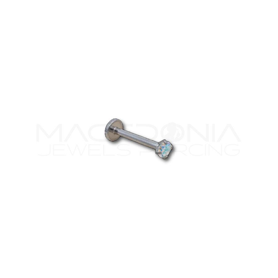 Labret con zircone in acciaio chirurgico 316L 2.5mm