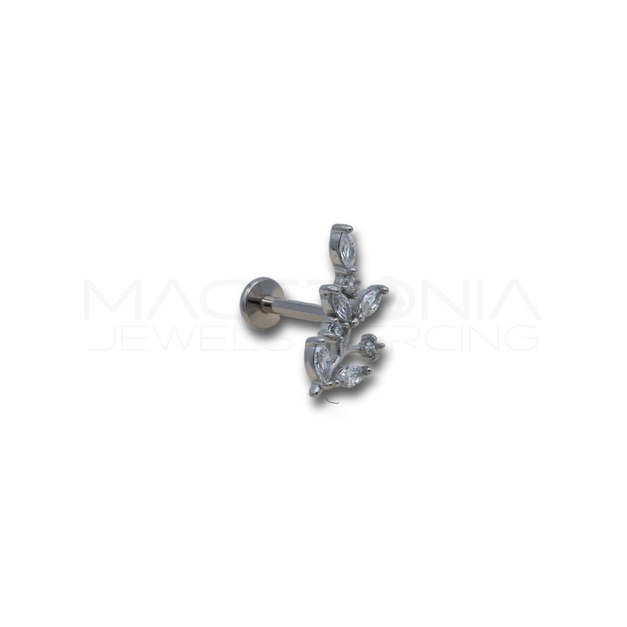 Piercing Ramo con Zirconi in Acciaio Chirurgico 316L