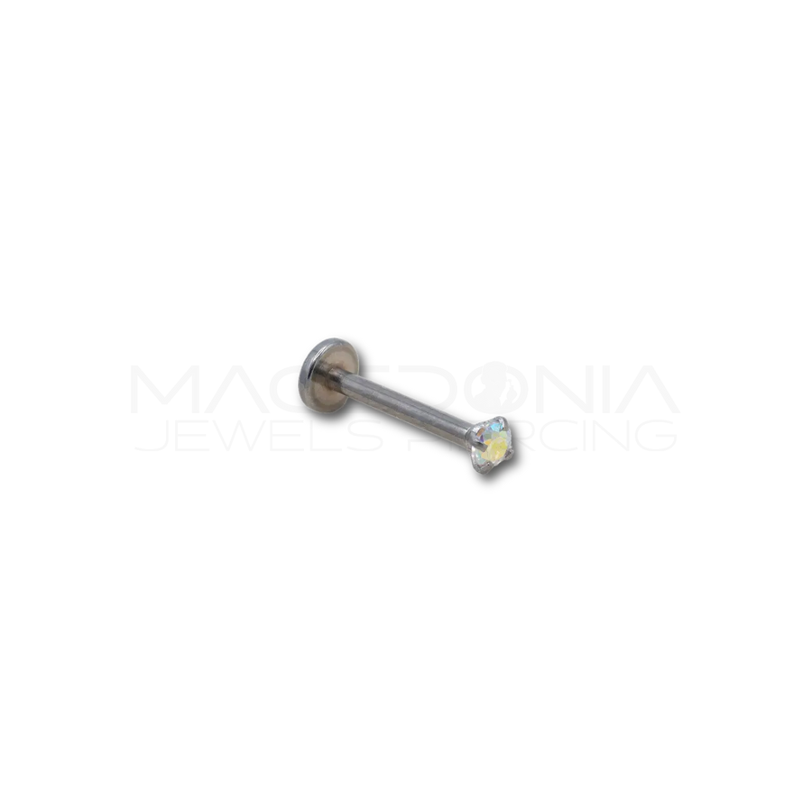 Labret con zircone in acciaio chirurgico 316L 2.5mm