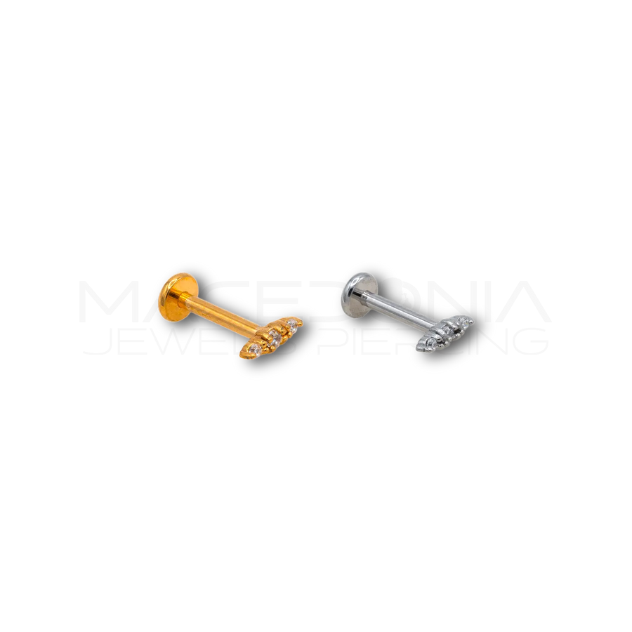 Piercing in Acciaio Chirurgico con Tre Zirconi